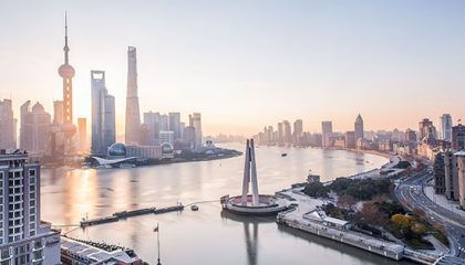 Sonnenaufgang in Shanghai.